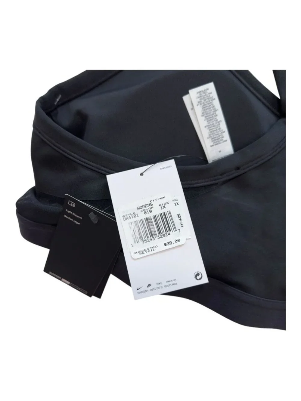 NIKE Dry Fit Women Plus Size 1X Black Racerback Sport Indy Bra DN4181 NEW W/TAGS